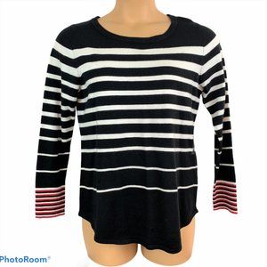 ISELA Womens Medium Black Beauty Striped Sweater